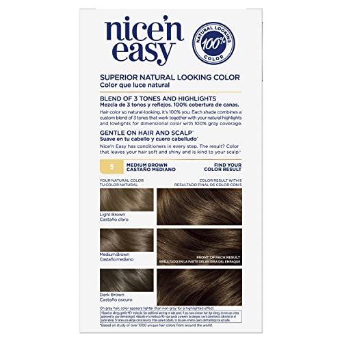 Clairol Nice'n Easy Permanent Hair Dye, 5 Medium Brown Hair Color, Pack Of 3 #TOP1