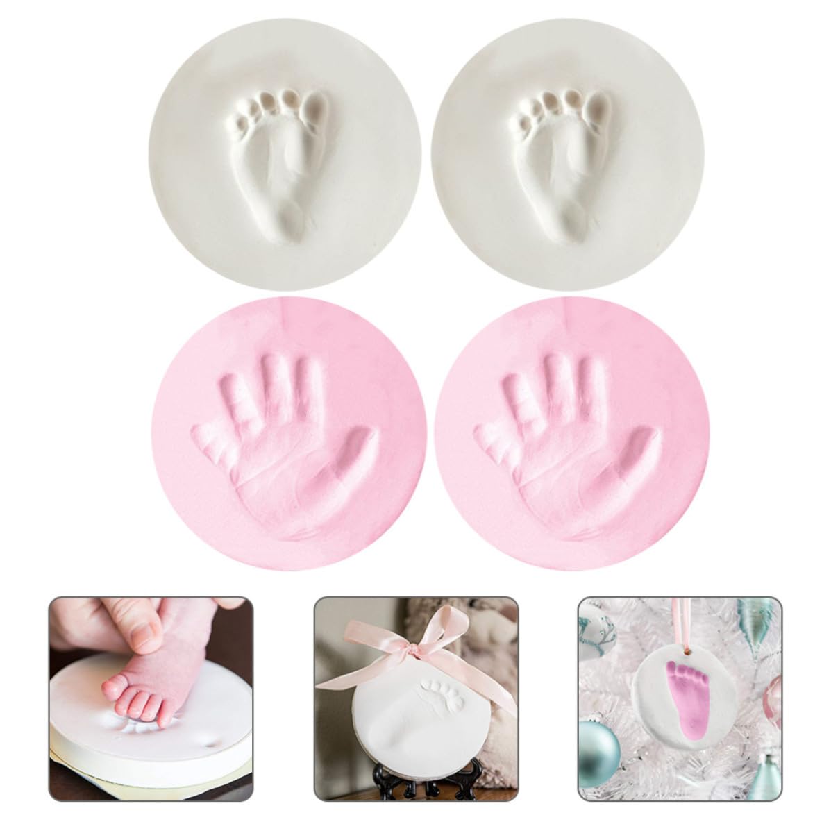 Balacoo Recuerdos de Huellas de Manos y Pies para Bebés, 4 Piezas de Barro para Registrar el Crecimiento y Decorar Mesas en Regalos para Recién Nacidos