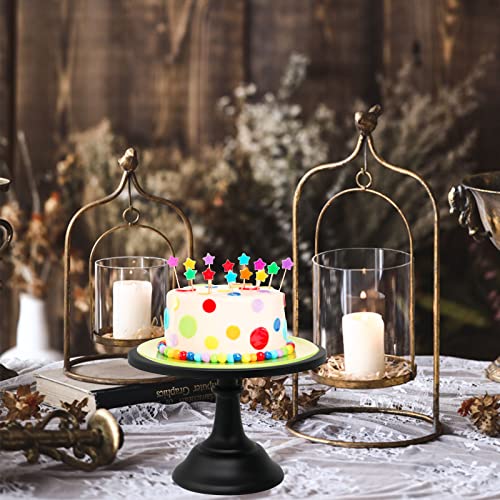Set Of 3 Pieces Black Iron Cake Stands 12" 10" 8" Cake Holder Dessert Display Plate Serving Tray For Baby Shower Wedding Birthday Party (Style A) #TOP4
