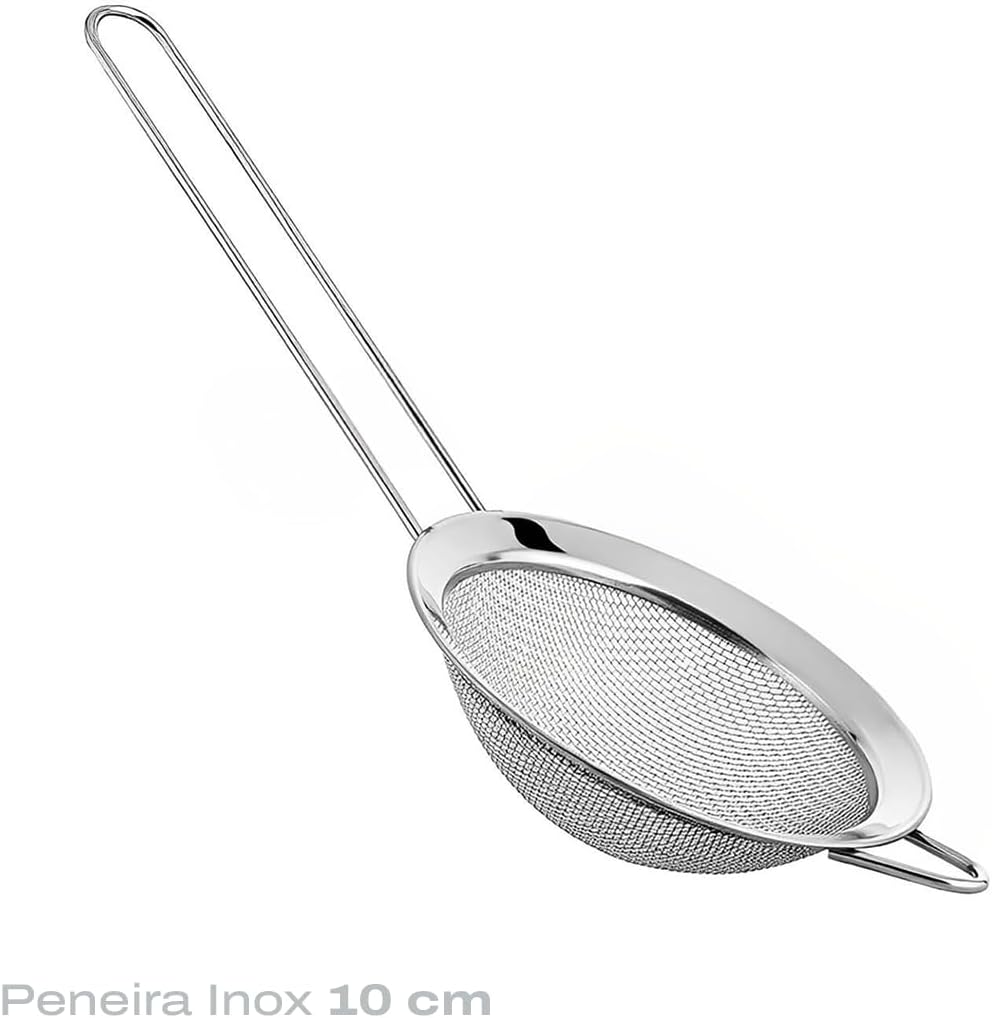 Kit 3 Peneiras Inox 10,14,18cm P/Coar Farinha Sucos e Líquidos