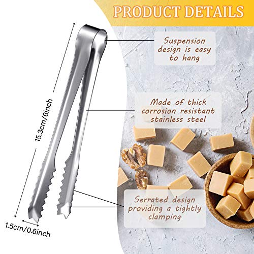 15 Pieces Mini Ice Tong Stainless Steel Appetizers Tongs Small Serving Tongs Sugar Cube Clips With Teeth, Sawtooth Kitchen Tongs For Tea Party Coffee Bar Wedding, 6 Inch #TOP1
