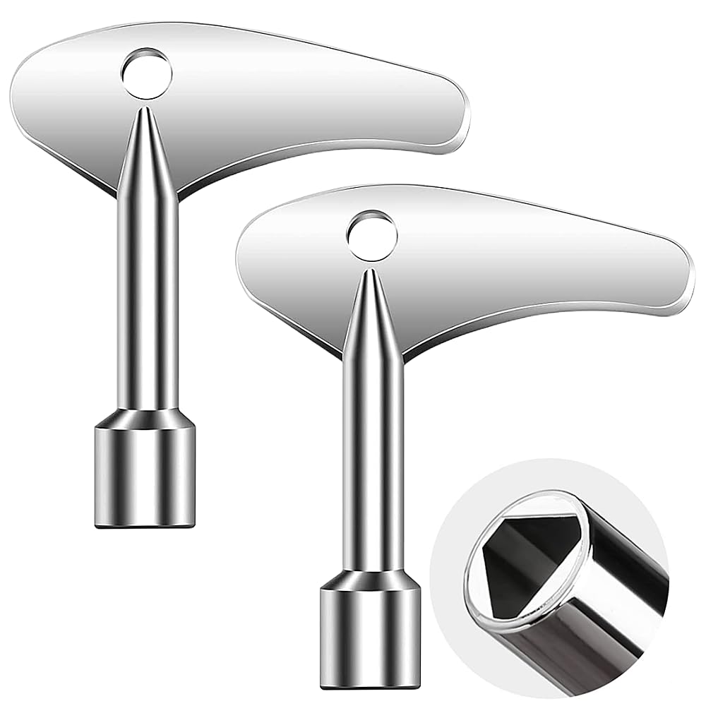 JINHENB 2 Pcs Triangular Key Inner Triangle Spanner Key Stainless Steel Multi-Functional Utilities Key Elevator Emergency Lift Door Lock Keys