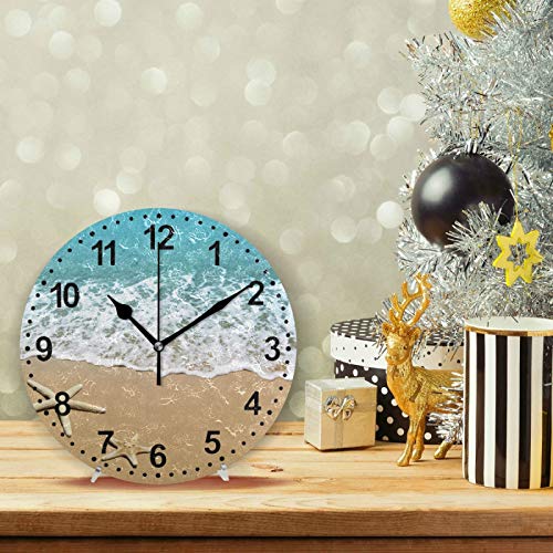 SUABO Bathroom Clock Seashell Christmas Decorative Wall Clock Non-Ticking Silent Clocks for School Living Room Mom's Gift 9.5inch #1 - Image 2