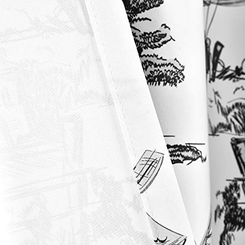 Lush Decor French Country Toile Room Darkening Window Curtain Panel Pair, 84" L X 52" W, White & Charcoal #TOP4
