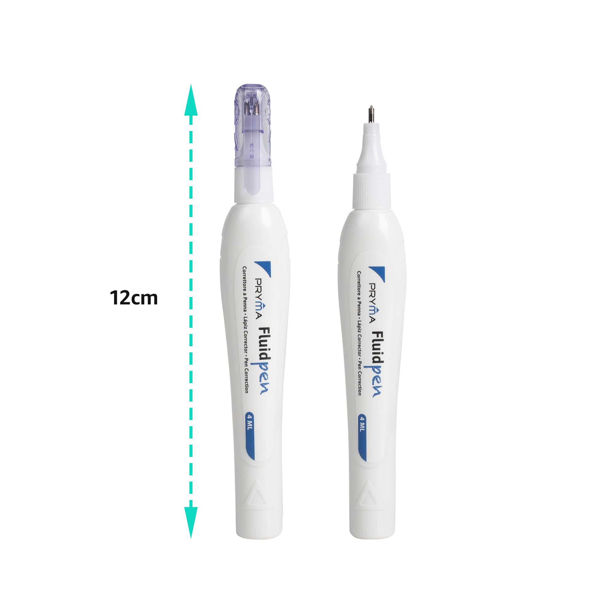 Pryma Correttore a Penna 4 ml Punta 2,2 mm Set 4 Pezzi Bianchetto Asciugatura Rapida