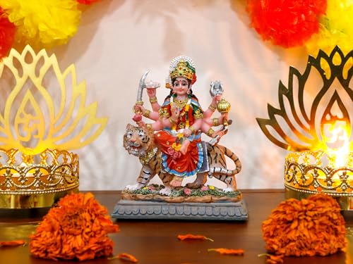 Estatua pequeña de Durga sobre Tigre para tablero de auto miniatura 5