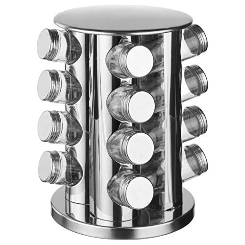 Porta Condimentos e Tempero 16 Potes de Vidro com Tampa Inox