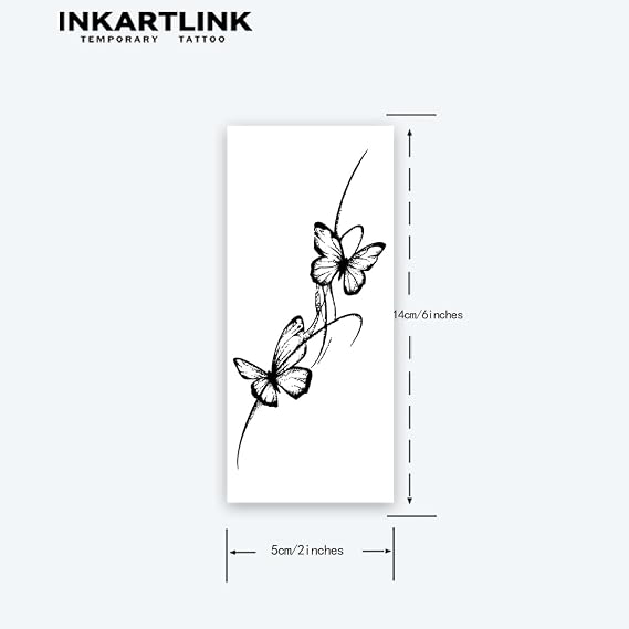 INKARTLINK 2 Sheets Butterfly Temporary Tattoos, Natural Matte Look