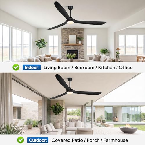 Image of 82 Inch Extra Large Black Ceiling Fans with Lights and Remote
