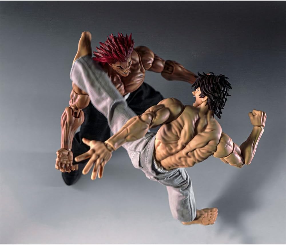 QAHEART 2pcs Hanma Yujiro Figure Anime Hanma Action Figure Ultra-Movable Model Statue Interchangeable Accessories Anime Figurine Collectibles