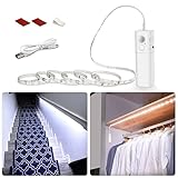 WOBANE LED Closet Light Motion Activated, Battery Powered LED Strip, Stick-on Anywhere Homelife Motion Sensor LED Lighting, Rechargeable Night Light for Closet Hallway Stairway 6.56ft, 6000K White