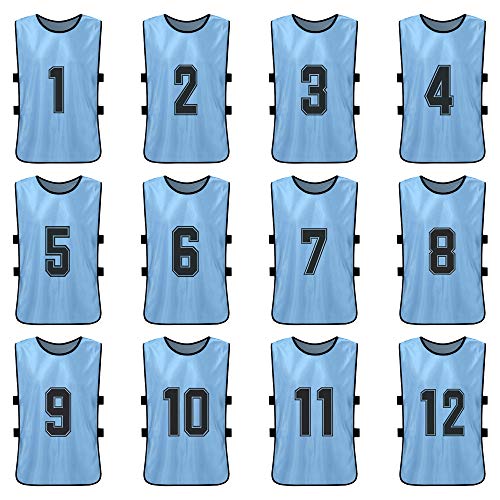 Petos de Futbol 12 piezas,baberos de fútbol,con liga avanzada numerada,camisetas de equipo de fútbol de secado rápido,deportes juveniles,entrenamiento de equipo de fútbol,baberos numerados,