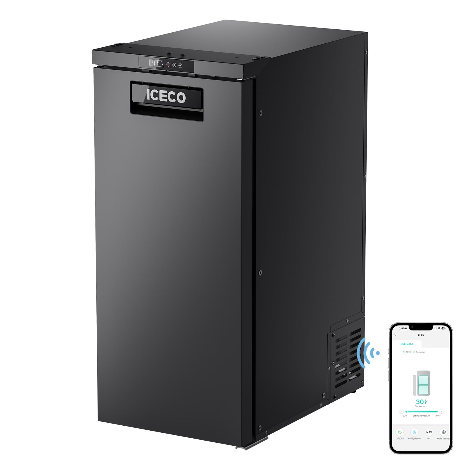 ICECO BF86 12V RV Refrigerator, 91 Quart(3cu.ft) Car Refrigerator, RV Fridge Freezer with APP Control, 12/24V DC Compressor Refrigerator, Electric Cooler for Truck, Camping, Travel