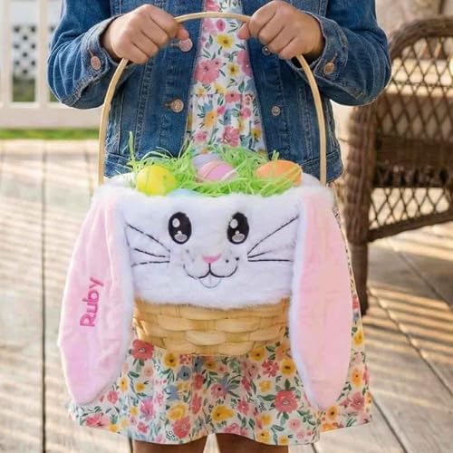 Personalized Bunny Ears Easter Basket (Pink)