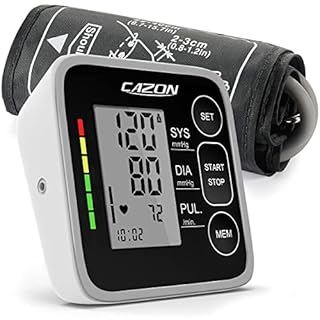CAZON Misuratore di Pressione Sanguigna, Digitale Automatico da Braccio per uso domestico Misuratore di frequenza cardiaca