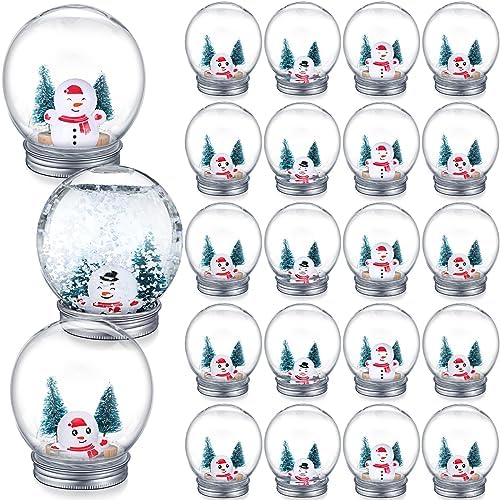 Jerify 24 Sets 3.6 Inch Christmas Clear Plastic Snow Globes