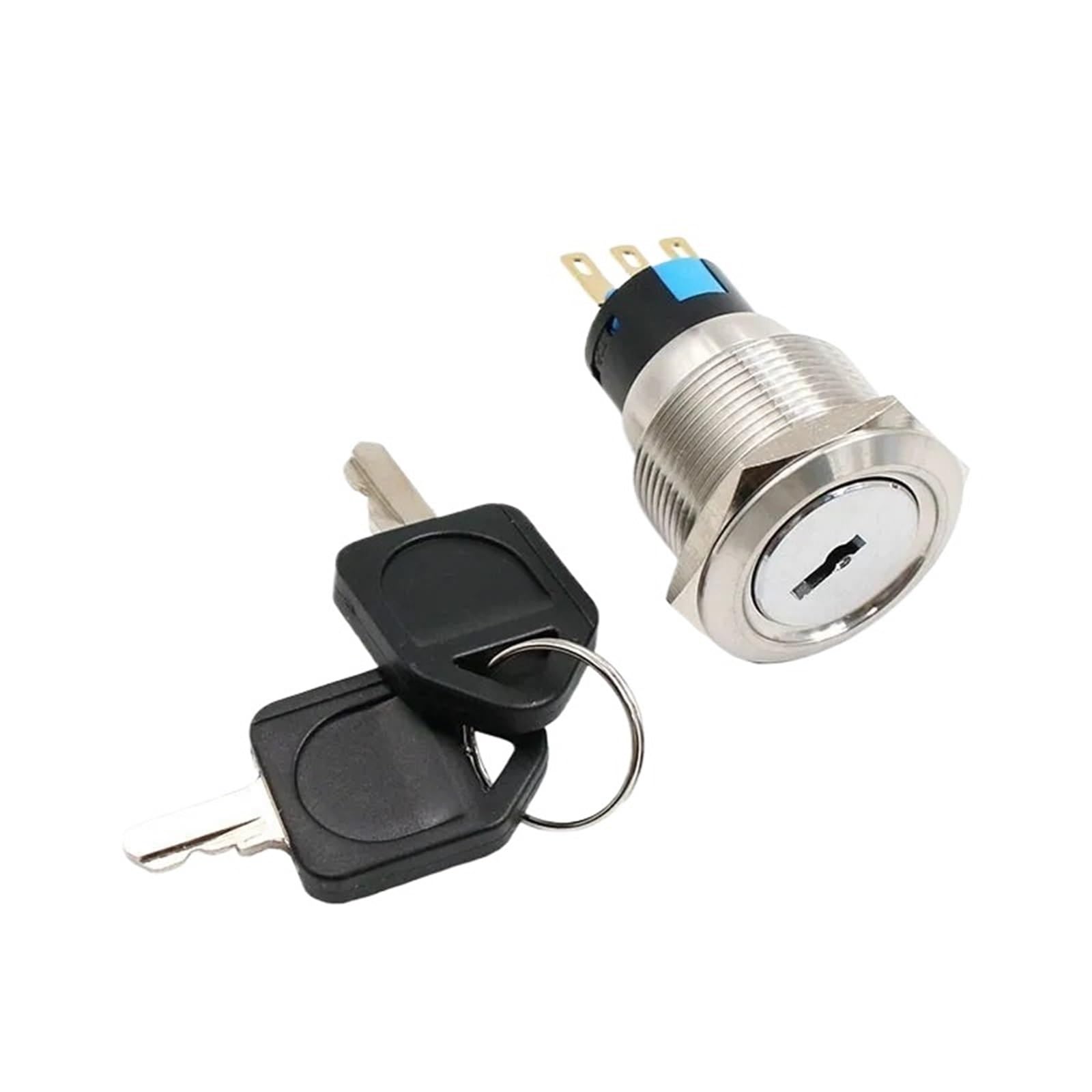 1 Uds. Interruptor de perilla de Metal resistente al agua de 16/19/22mm 2/3 posiciones interruptor de botón de encendido de 3/6 pines con indicador de interruptor giratorio de llave(16mm,2 Positions)