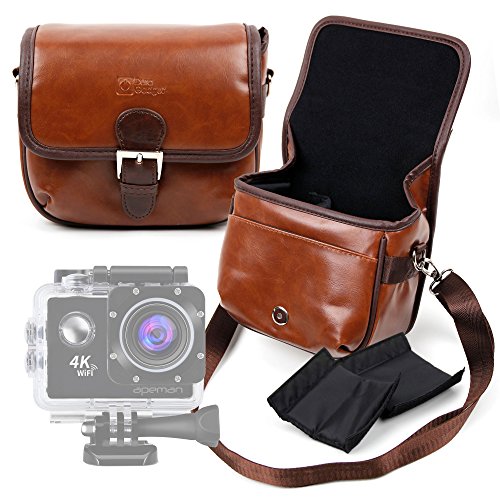 DURAGADGET Bolsa Profesional marrón con Compartimentos para Apeman A60 | A66 |...