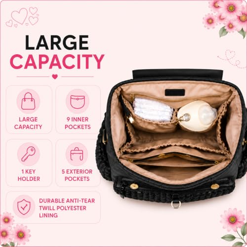 Image of Baby Diaper Bag | Diaper Bag for Mothers For Travel | Baby Bags For Mothers Carry | Baby Diaper Bag For Mother For Travelling |Quilted Lugguage Nappy Handbags