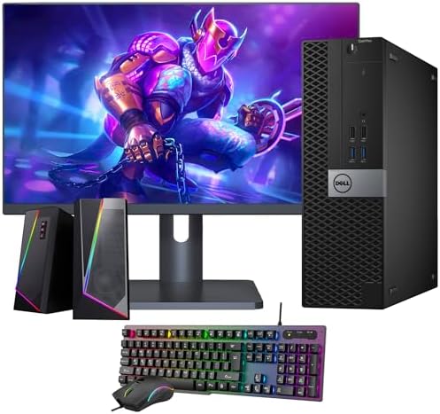 Dell Optiplex Gaming Desktop Computer, Intel Core i5 Up to 3.6GHz, AMD RX 550 4GB DDR5, 16GB DDR4 RAM 1T SSD, 600M WiFi, RGB Keyboard Mouse, 24 Inch Monitor, RGB Speakers, Win 10 Pro (Renewed)