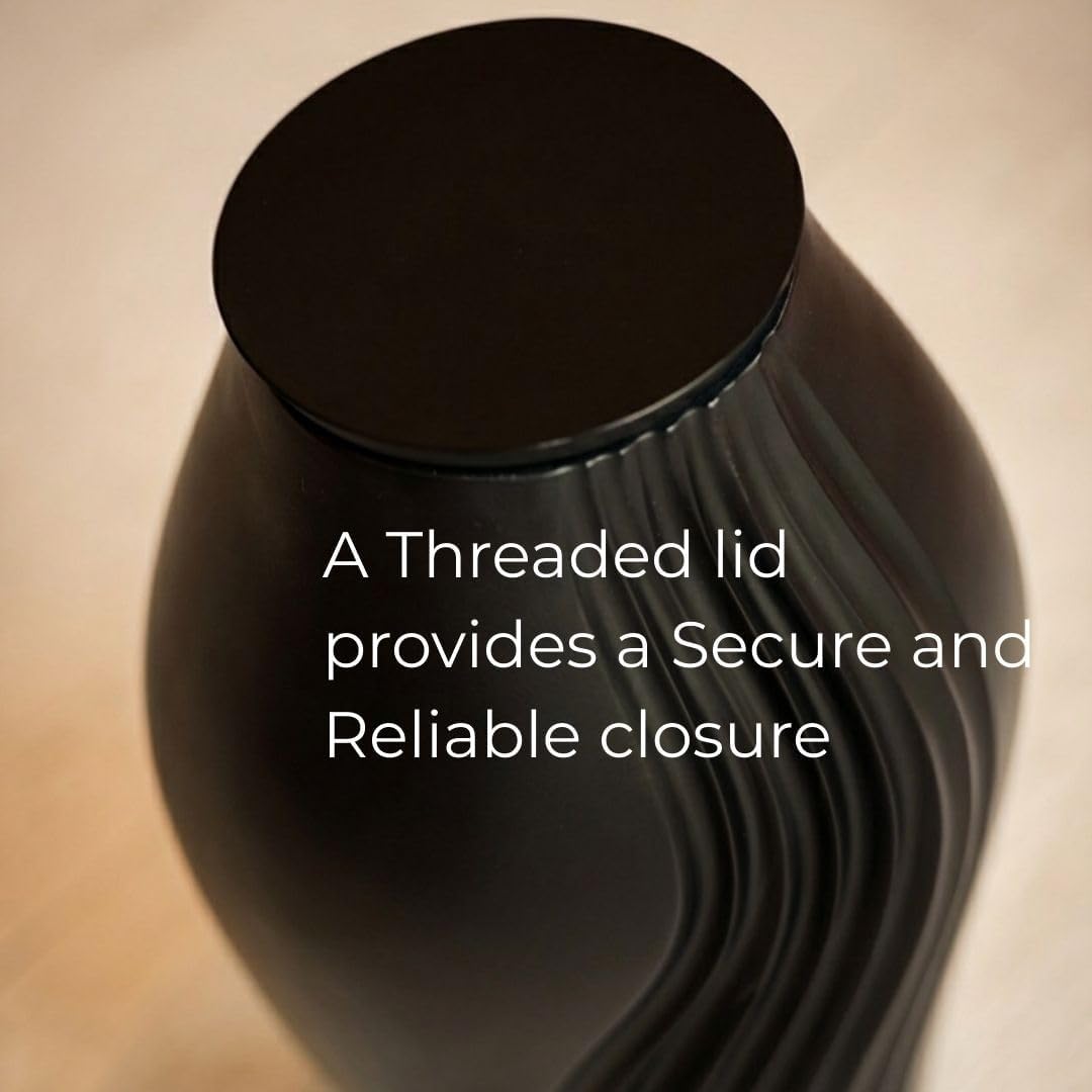 Essence Black Modern Cremation Urn for Adults – Sculptural Aluminum Urn Designed for Home Décor, Satin Black Finish & Secure Screw-Top Lid - Image 3