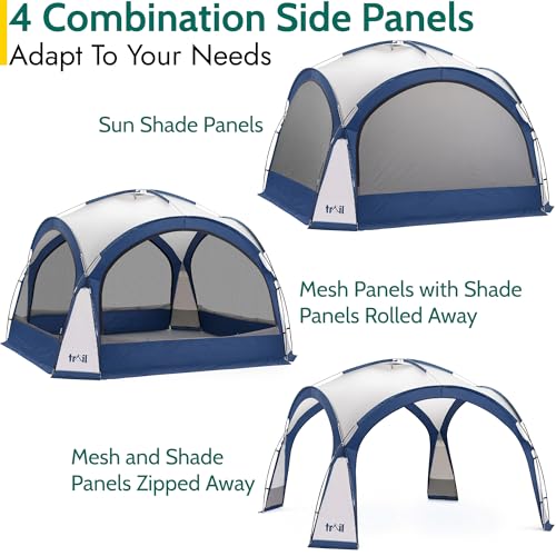 Trail Gazebo with Zip Away Sides, Dome Event Shelter for Outdoor Camping Garden Festival, Waterproof 2000mm, UPF50+ UV Sun Protection, Travel Bag, 3.5m x 3.5m x 2.3m, Blue - Image 3
