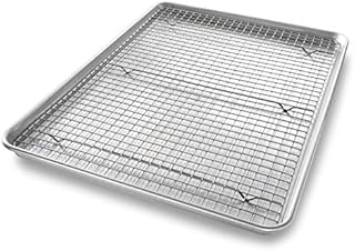 USA Pan 1607CR Bakeware Extra Large Sheet Baking Pan and Bakeable Nonstick Cooling Rack Set, XL, Metal