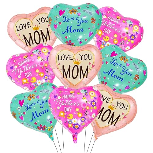 Happy Mother's Day Globos, 9pcs Globos de Aluminio dia de la Madre, Globos Decoración para Dia de la Madre, Mamá Globos,Happy Mother's Day Globo Película De Aluminio (Color A)