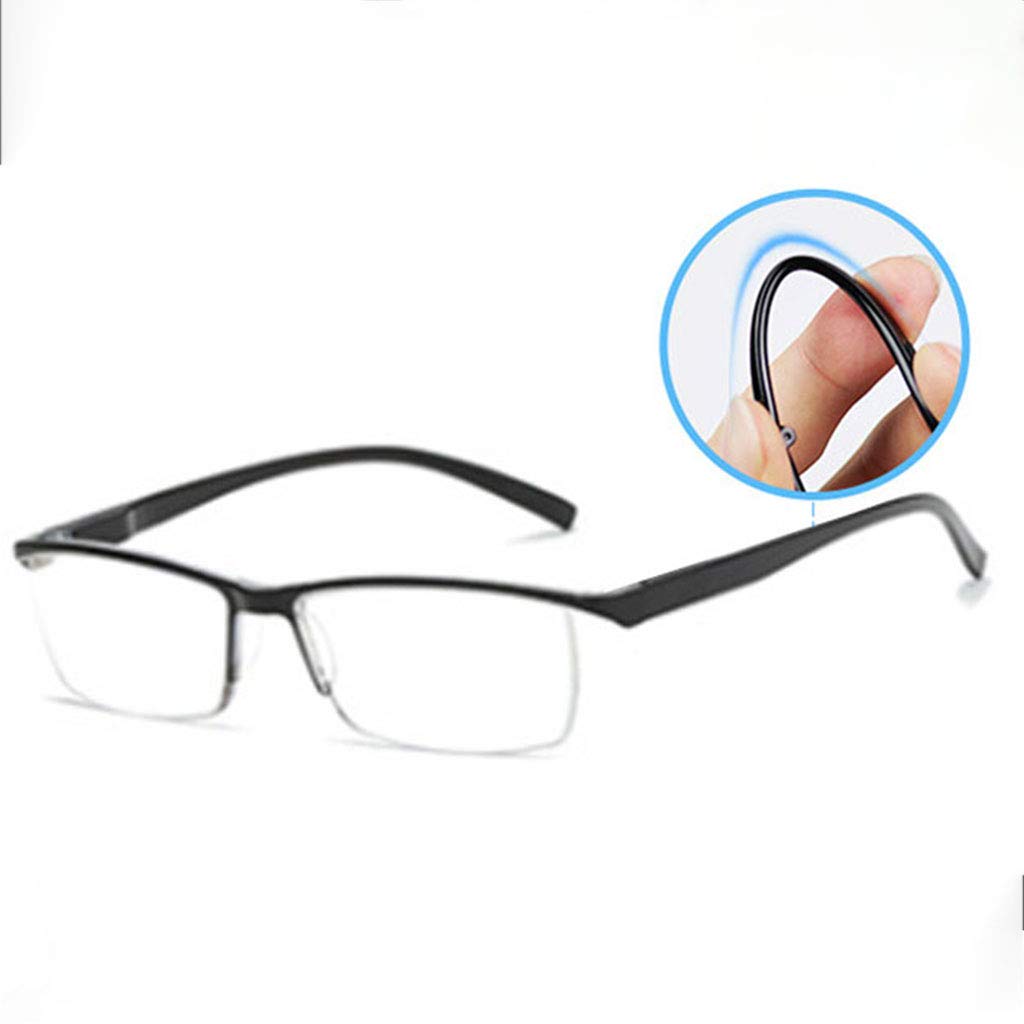 Okulary do czytania w połowie ramki Okulary blokujące niebieskie światło Mężczyźni Metalowa rama Prostokąt Czarne brązowe czytniki słońca (Color : Brown, Size : 3.5)