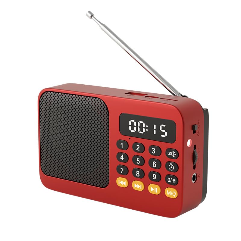 FM Radio Bluetooth Speaker | Portable Card Playback Audio System Device | Red-image-29