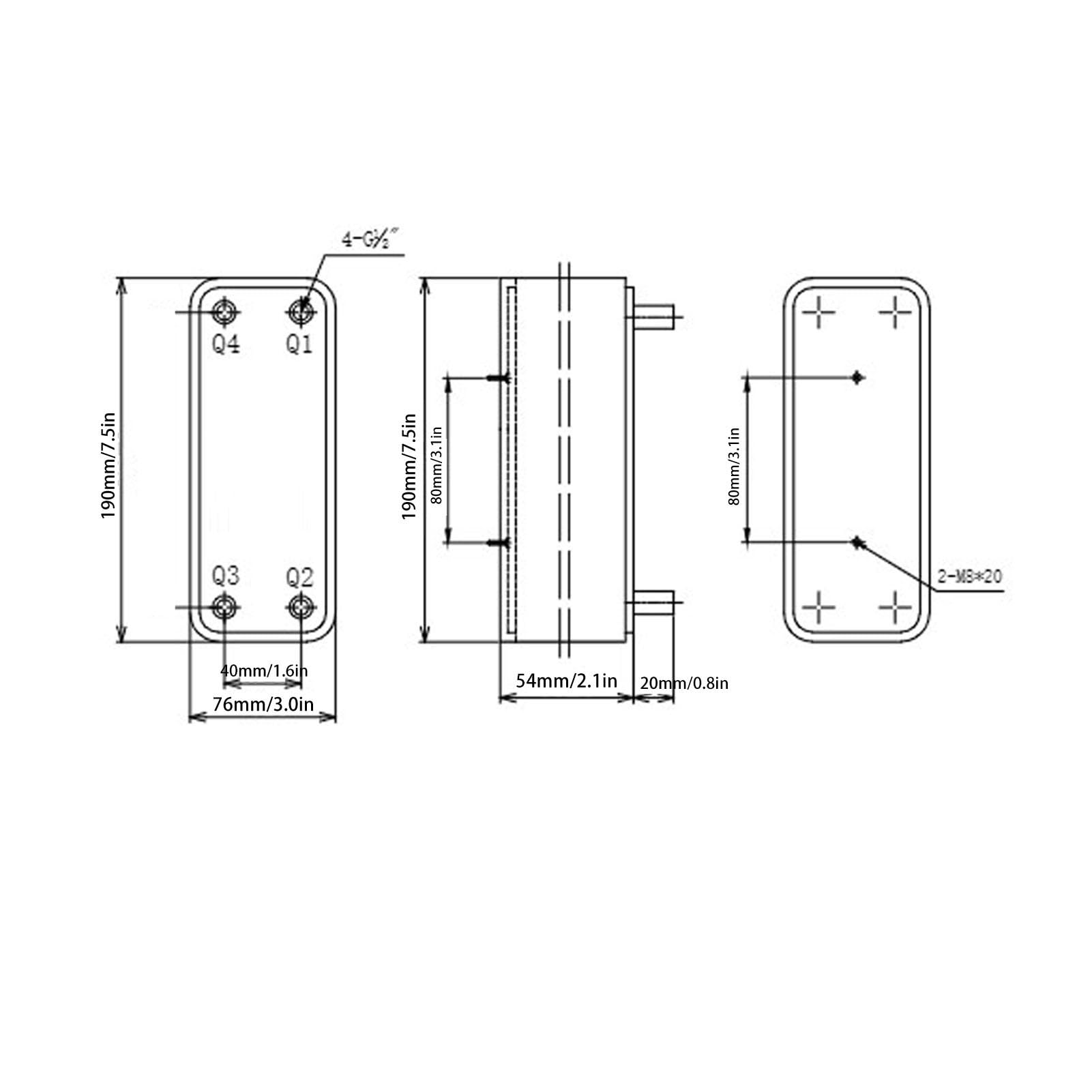 Pssopp Intercambiador de Calor de Placa Soldada de Acero Inoxidable 304, Enfriador Eficiente de Mosto de Cerveza para Equipos de Laboratorio y Elaboración de Cerveza Casera