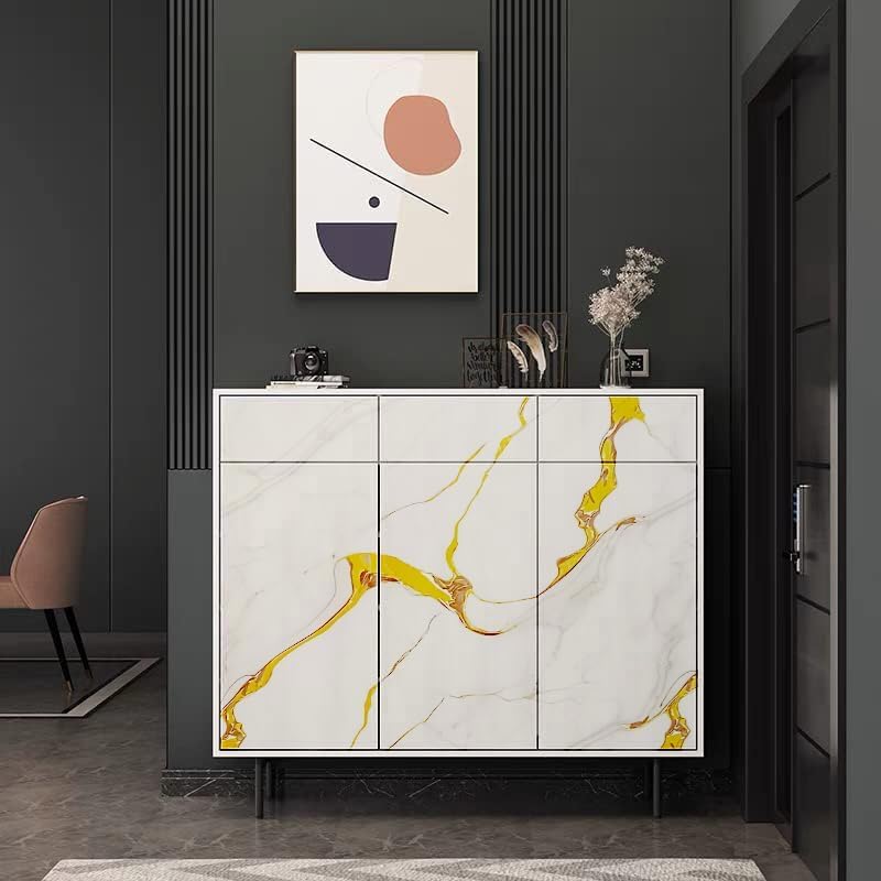 Image of TEKCOOL Marble Waterproof Oil Proof Wall Paper Furniture Kitchen, Cabinets, Almirah,Tabletop,Table, WoodenTable,Wardrobe,PVCDIY Self Adhesive Sticker(60x200cm) (New Desing Golden Line-3pc)!