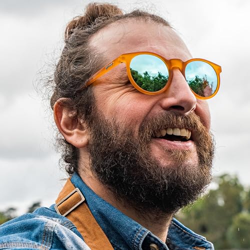 goodr Freshly Baked Man Buns Polarized Round Sunglasses for Men & Women, Small Sized (Circle G), Dark Yellow Translucent Frames with Blue Mirrored Reflective Lens, UV400 Protection, No Slip, No Bounce3