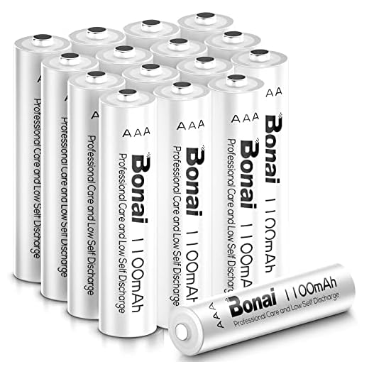 BONAI AAA Batterier Laddningsbara 16 Stycken 1100mAh Hög Kapacitet 1,2V Ni-MH Förladdade AAA Batteri Uppladdningsbart Låg Självurladdning