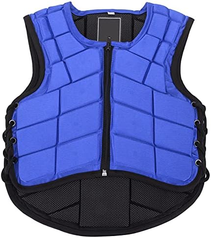 Nylon Kids Equestrian Vest, Safety Foam Padded Horse Riding Protective Gear Children's Equestrian Body Protector Blue(CL)