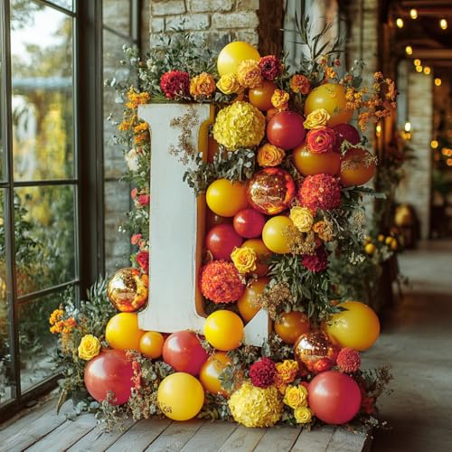 Image of Kelfara Red Yellow Orange Fall Balloons 60PCS 12 inch Orange Yellow Burgundy Latex Balloons with Ribbons for Baby Shower Birthday Fall ThanksGiving Pumpkin Themed Party Decorations