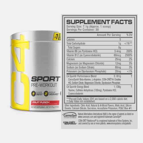 Cellucor C4 Sport Pre Workout Powder Fruit Punch - Nsf Certified For Sport | 30 Servings, Packaging May Vary. #TOP2