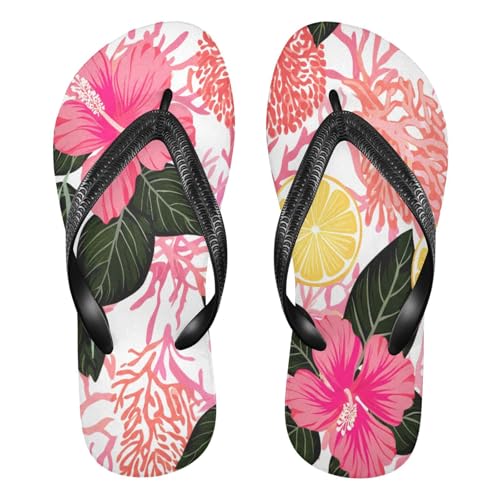 STAYTOP Flowers and Green Palm Leaves Flip Flops Sandals of Men's & Women's,Sandals Beach Slippers Shower Slides
