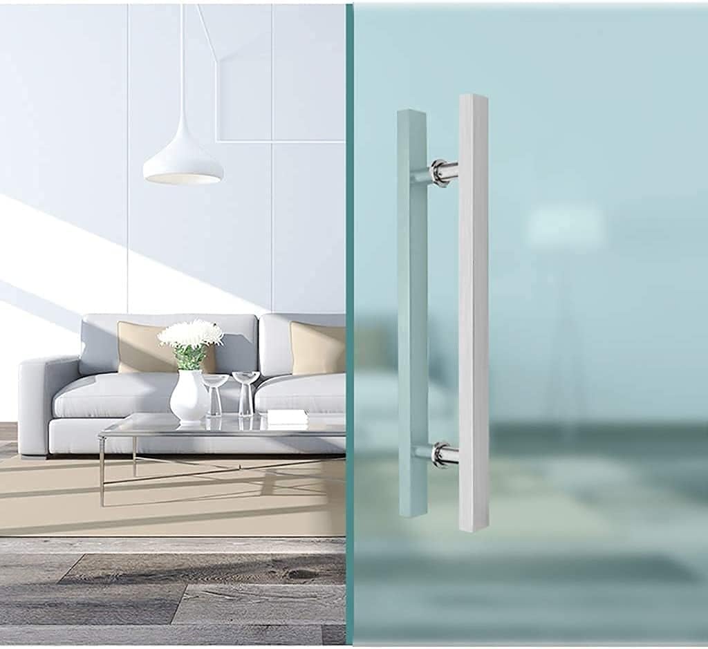 Door Handlesets Heavy Duty Stainless Steel Square Tube Commercial Push-Pull Door Handle/Glass Door Handle/Barn Door Pull Handle, Black/Silver - 6 Sizes (Color : Silver, Size : 800