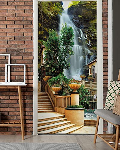 Door Sticker - Flfk 3D Door Mural Peel And Stick, Removable Self-Adhesive Waterfall Door Wallpaper For Home Decor, 30.3 "W X 78.7 "L, Set Of 2 Sheets #TOP4