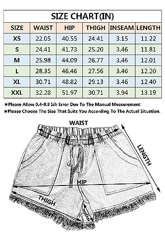 Hvepuo Womens High Waisted Camo Jean Shorts Summer Popular Beach Denim Shorts Loose Casual Fringe Shorts Vacation Pull On Shorts For Women Camouflage Green M thumb #4