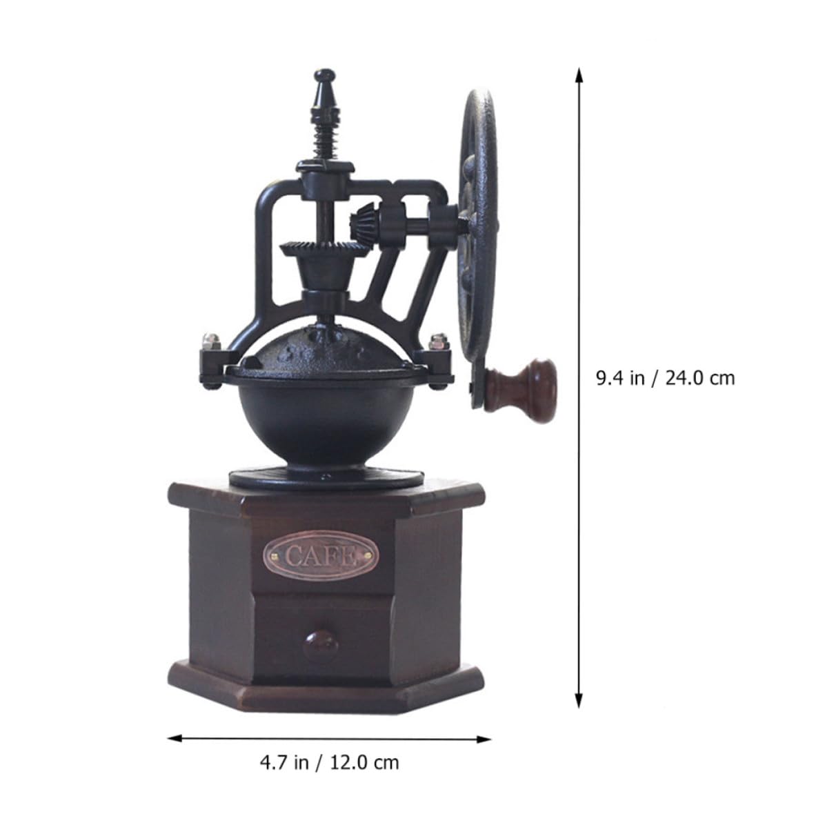 KICHOUSE Molinillo Manual Portátil de Hierro Diseño Ergonómico y Forma de Rueda Fortuna para Moler Granos de Café y Especias Manivela Cómoda