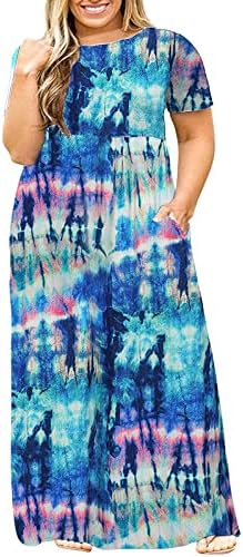 Kancystore Women's Short Sleeve Plus Size Maxi Dress with Pockets...