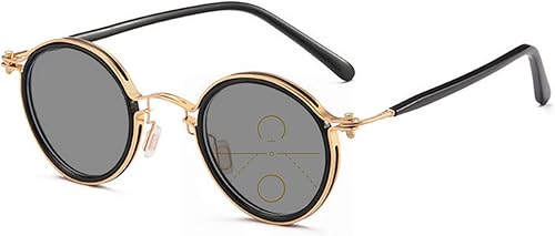 Gafas de sol vintage redondas progresivas multifocales presbiciosas fotocromáticas grises para hombres y mujeres lectores