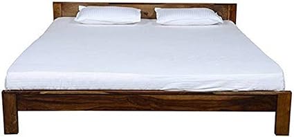 GADWAL FURNITURE Solid Sheesham Wood Queen Size Bed Frame Without Storage Wooden Double Beds Deewan Furniture for Bedroom