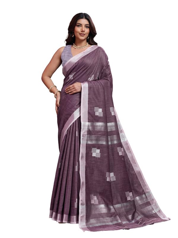 BFM Olive Linen Jacquard Saree...