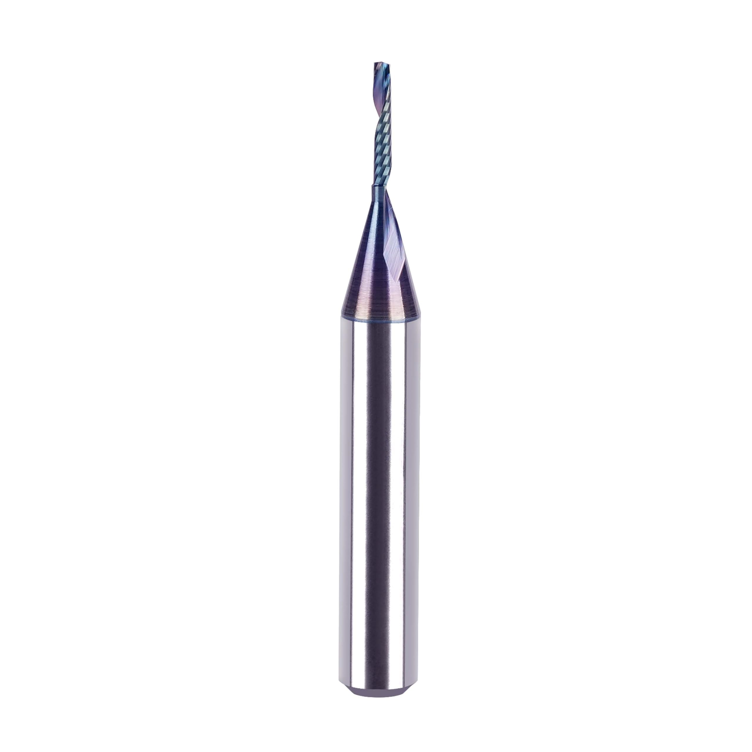 SpeTool Carbide Single Flute CNC Router Bits 1/16" Cutting Diameter 1/4" Shank with TAC Coated, O Flute End Mill Spiral Router Bit for Aluminum