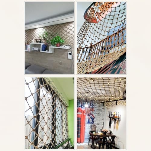 Natural Jute Safety Netting for Kids & Pets, Anti-Fall Balcony & Treehouse Protection, Multiple (1M x 8M, Jute Color) - Durable Loft & Patio Fence Net