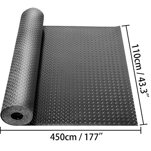 Happybuy Garage Floor Mats 2 Rolls 14.7 X 3.6 Ft Garage Mat 2.5Mm Thickness Black Garage Flooring Pvc Garage Mats For Under Car #TOP1