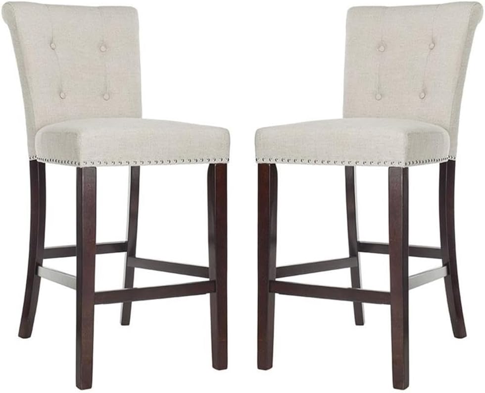 Safavieh Taylor Bar Stool, Light Grey/Espresso